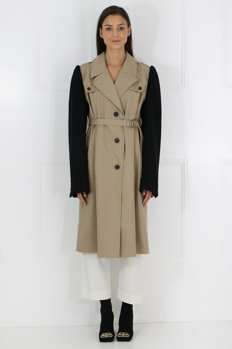 MAISON MARGIELA RTW CONTRAST SLEEVE TRENCH COAT BEIGE