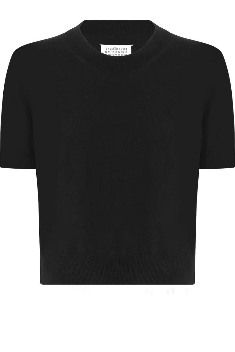MAISON MARGIELA RTW CROP KNIT TOP S/S BLACK
