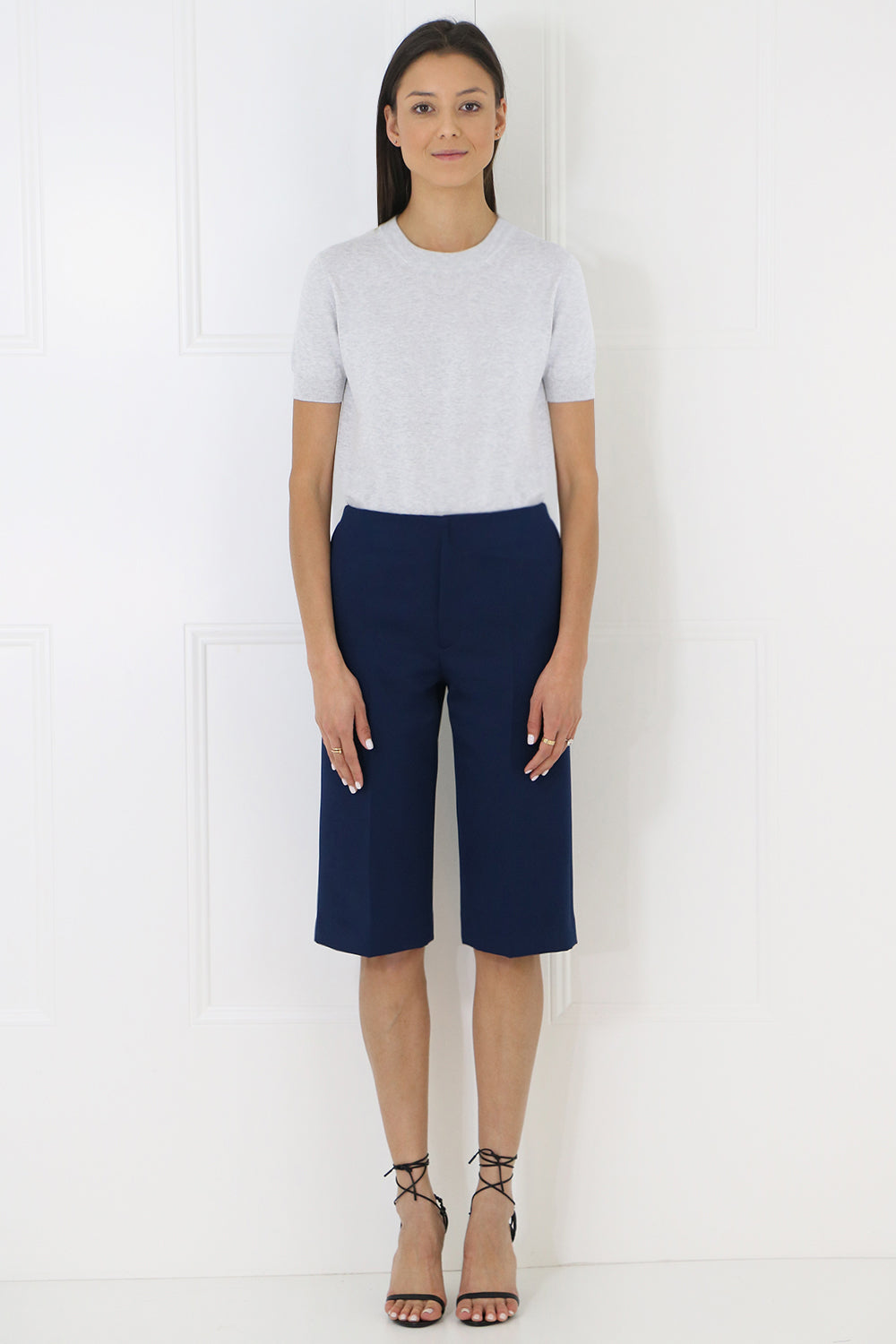 MAISON MARGIELA RTW CROP KNIT TOP S/S LIGHT GREY