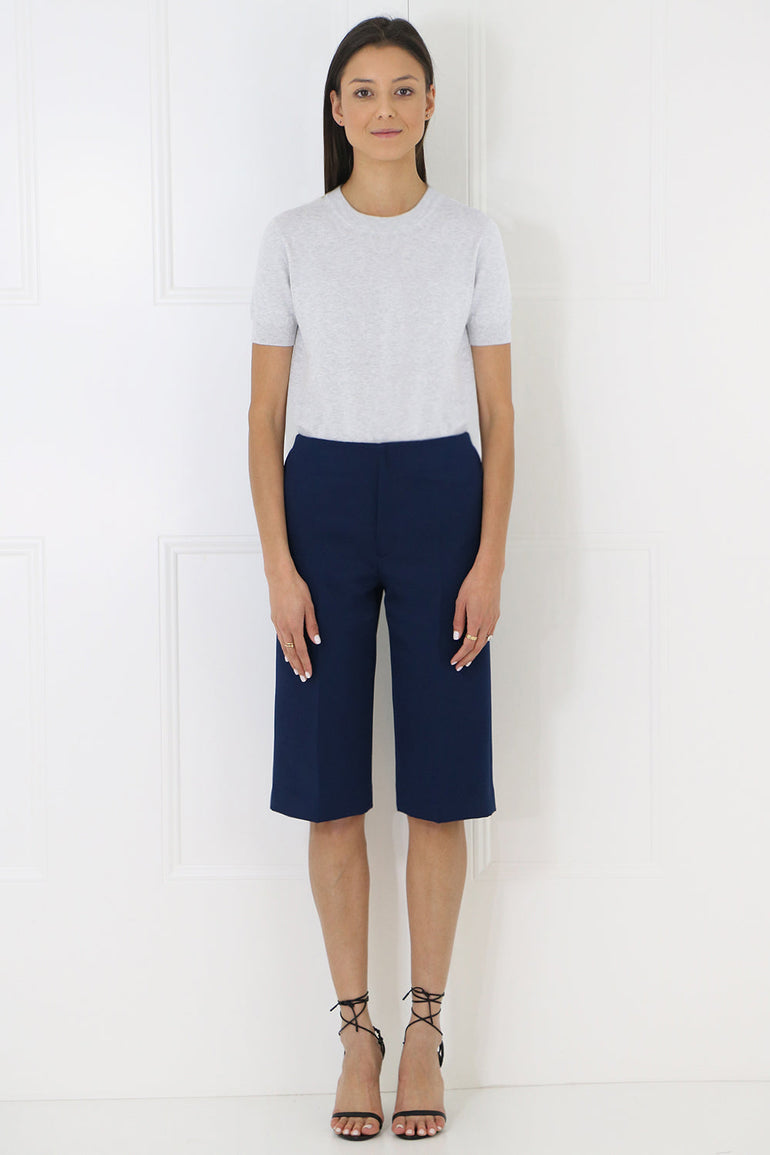 MAISON MARGIELA RTW CROP KNIT TOP S/S LIGHT GREY