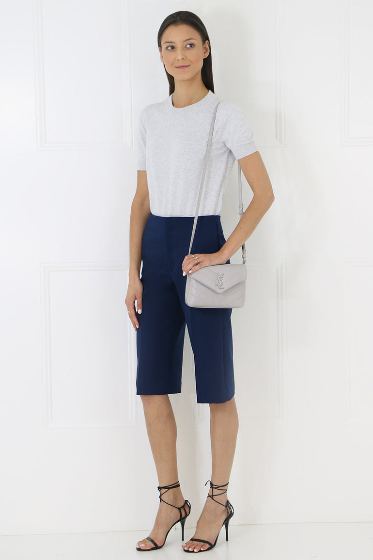 MAISON MARGIELA RTW CROP KNIT TOP S/S LIGHT GREY