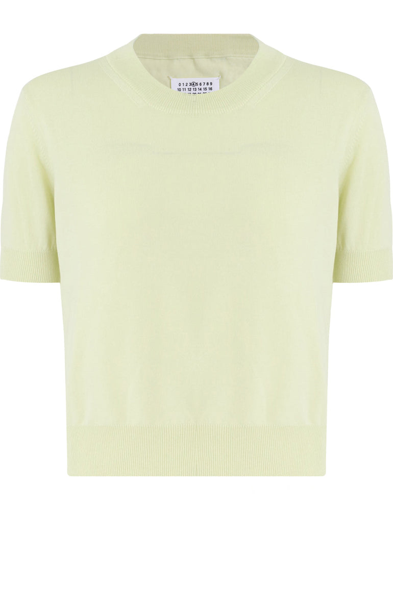 MAISON MARGIELA RTW CROP KNIT TOP S/S LIME YELLOW