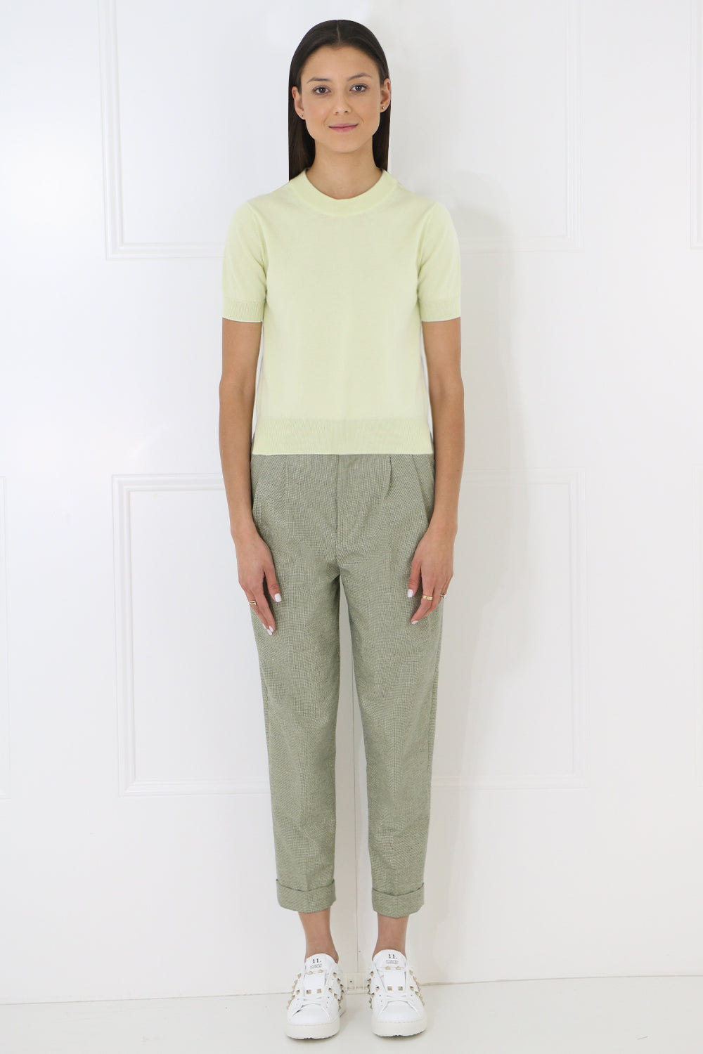 MAISON MARGIELA RTW CROP KNIT TOP S/S LIME YELLOW
