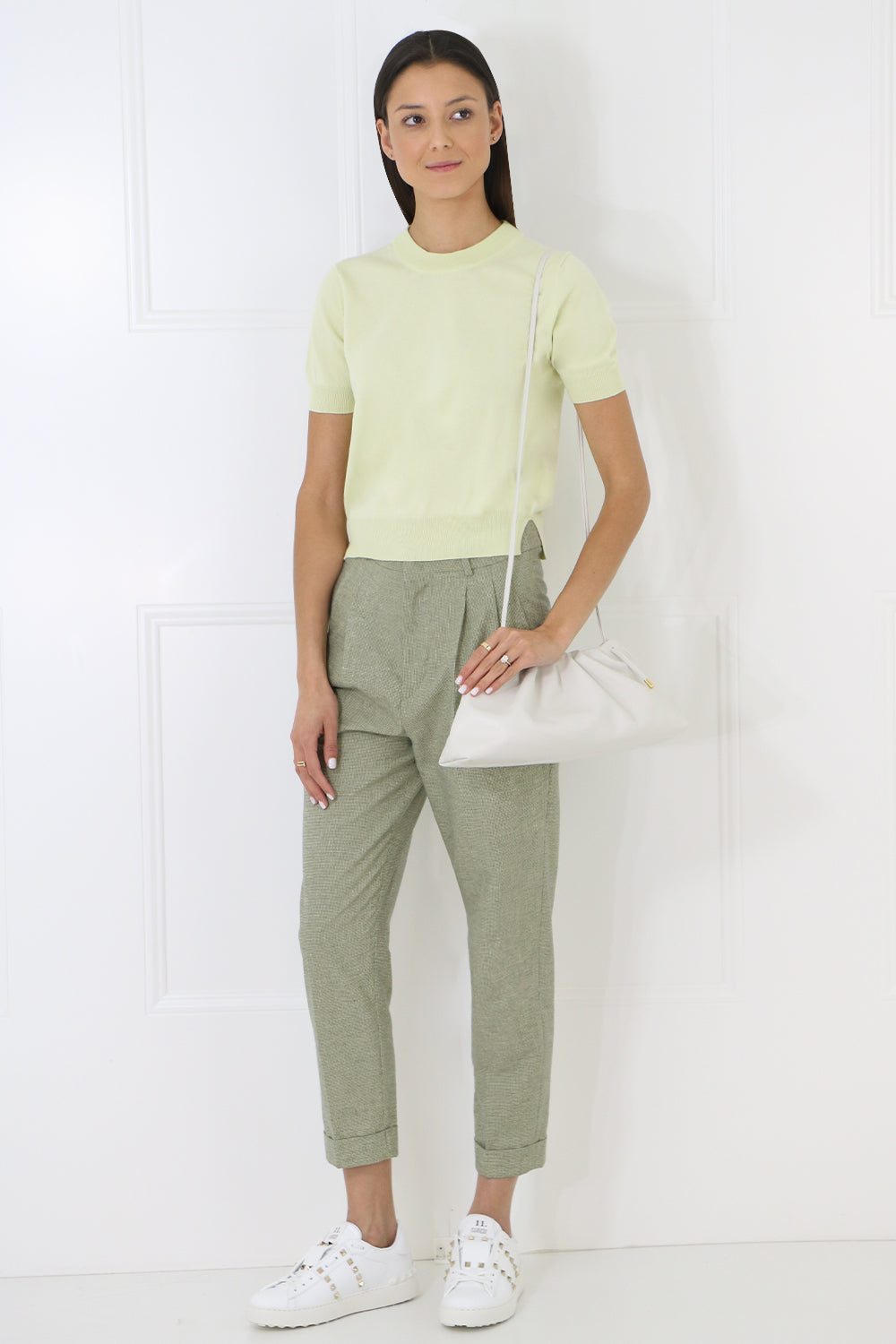 MAISON MARGIELA RTW CROP KNIT TOP S/S LIME YELLOW