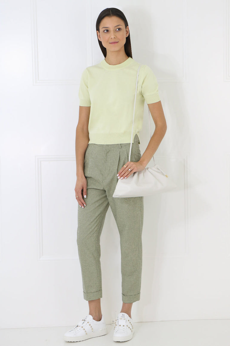 MAISON MARGIELA RTW CROP KNIT TOP S/S LIME YELLOW