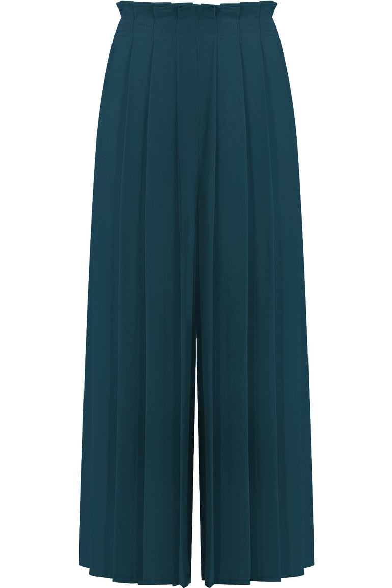 MAISON MARGIELA RTW CROPPED PLEATED CULOTTES DUCK GREEN