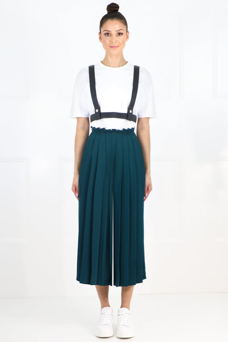 MAISON MARGIELA RTW CROPPED PLEATED CULOTTES DUCK GREEN