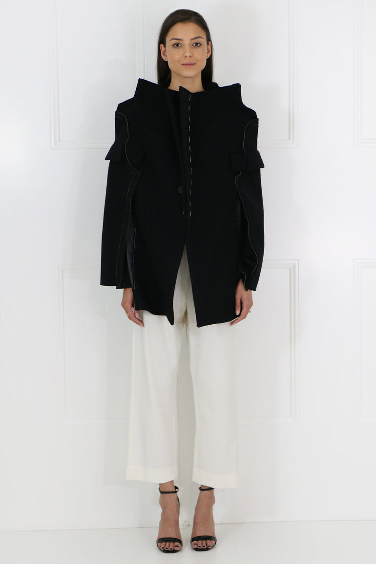MAISON MARGIELA RTW DECONSTRUCTED CAPE JACKET BLACK