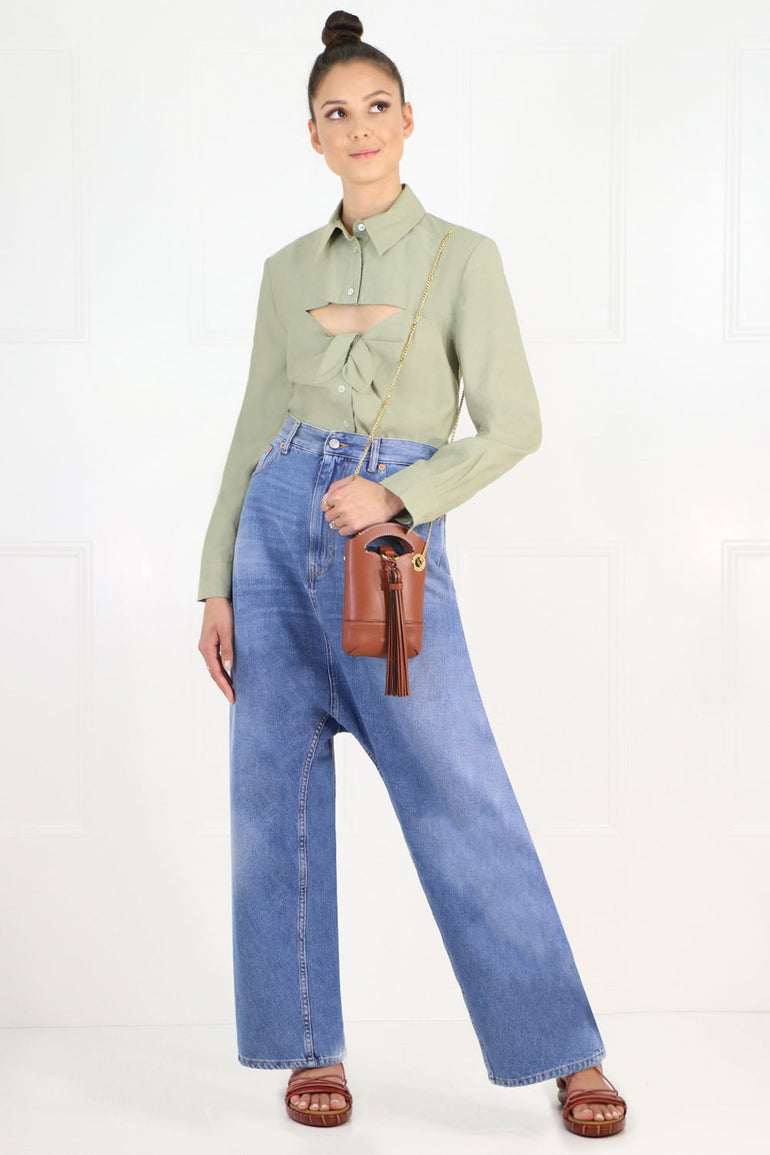 MAISON MARGIELA RTW DROP CROTCH JEANS BLUE DENIM