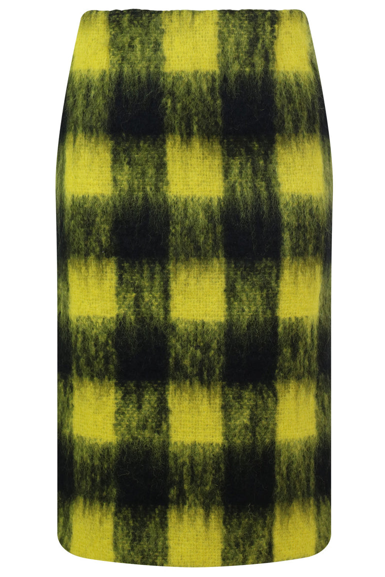 MAISON MARGIELA RTW HAIRY CHECK SKIRT YELLOW/BLACK