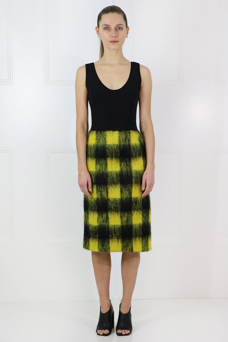 MAISON MARGIELA RTW HAIRY CHECK SKIRT YELLOW/BLACK