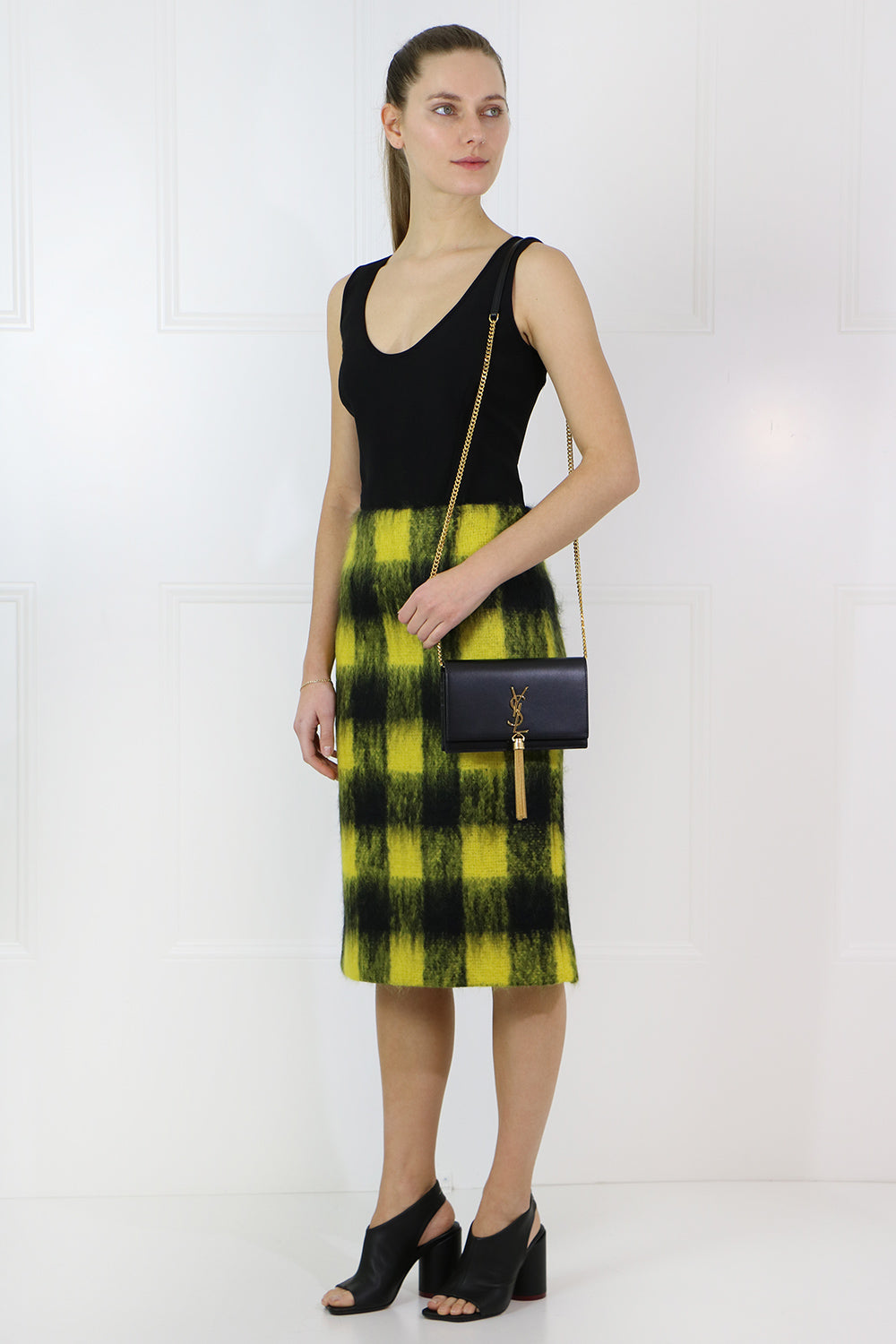 MAISON MARGIELA RTW HAIRY CHECK SKIRT YELLOW/BLACK
