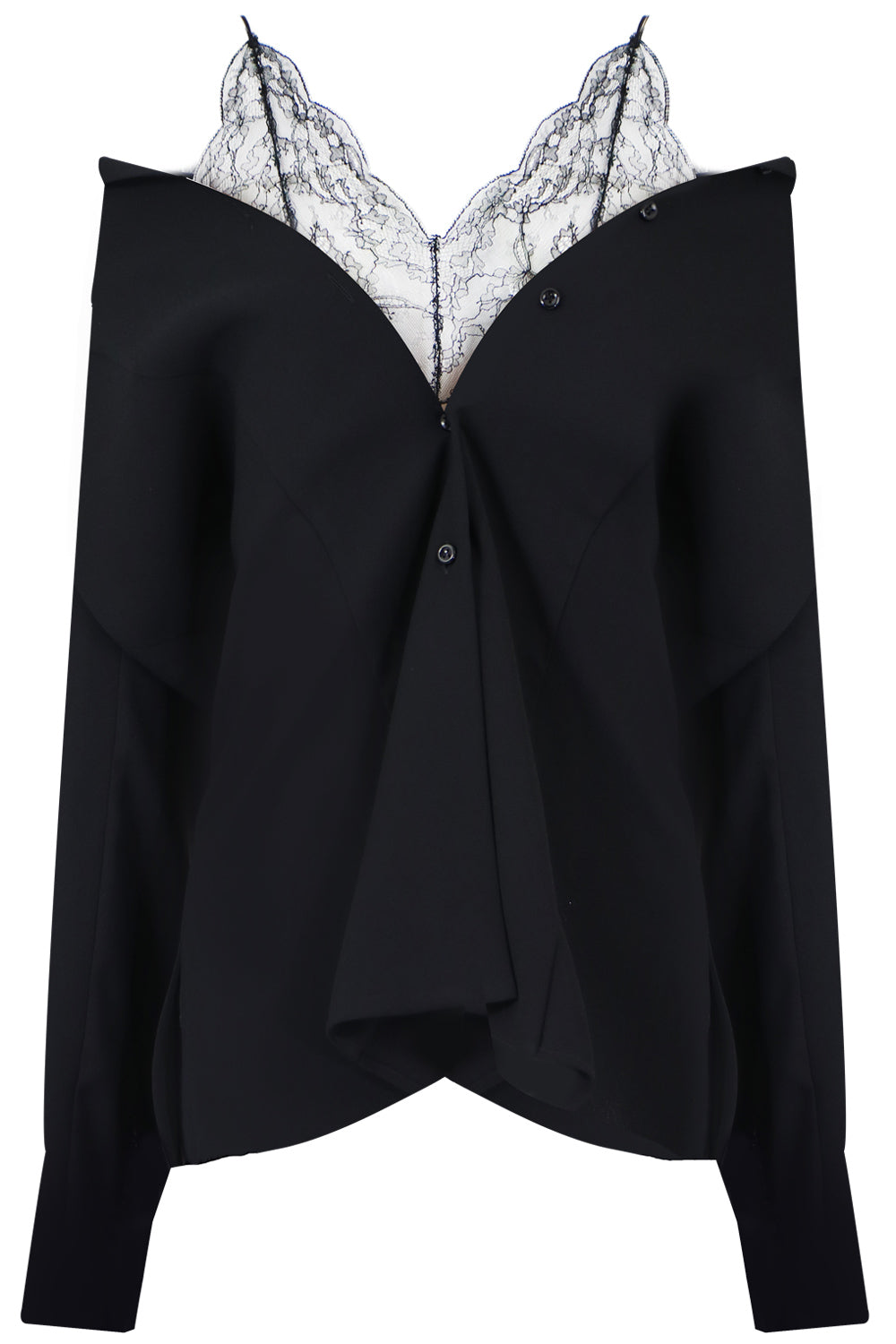 MAISON MARGIELA RTW LACE UNDERLAY BLOUSE L/S BLACK