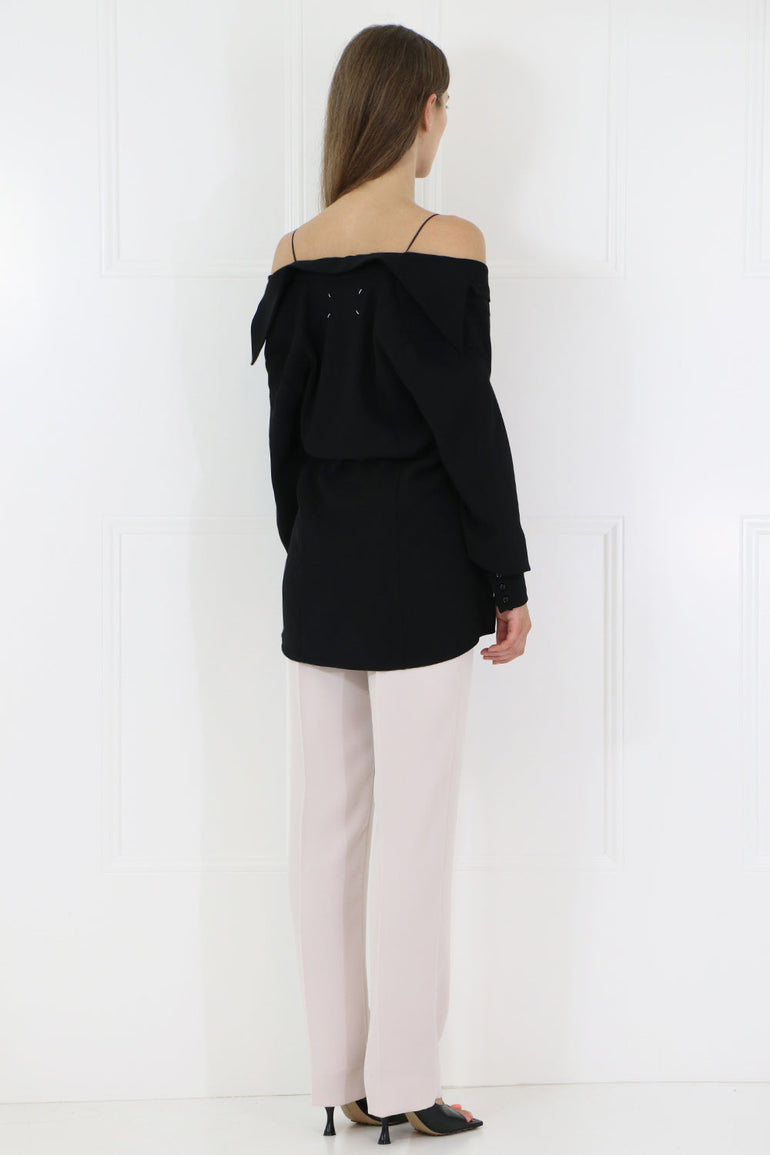 MAISON MARGIELA RTW LACE UNDERLAY BLOUSE L/S BLACK