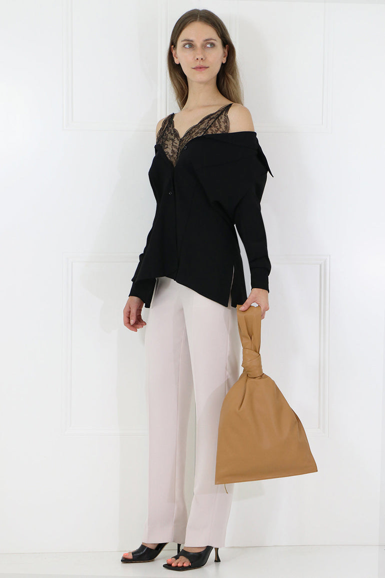 MAISON MARGIELA RTW LACE UNDERLAY BLOUSE L/S BLACK