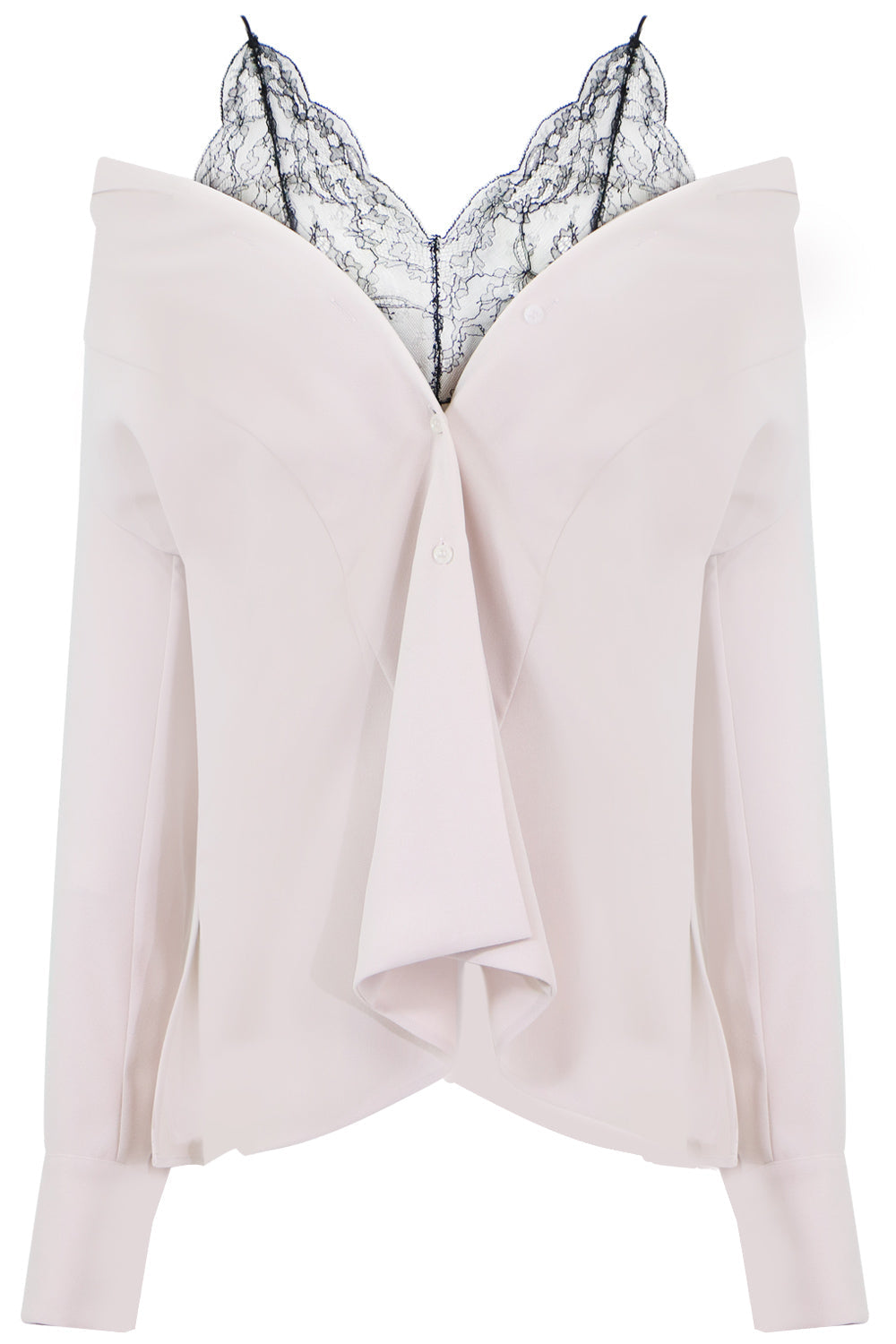 MAISON MARGIELA RTW LACE UNDERLAY BLOUSE L/S POWDER