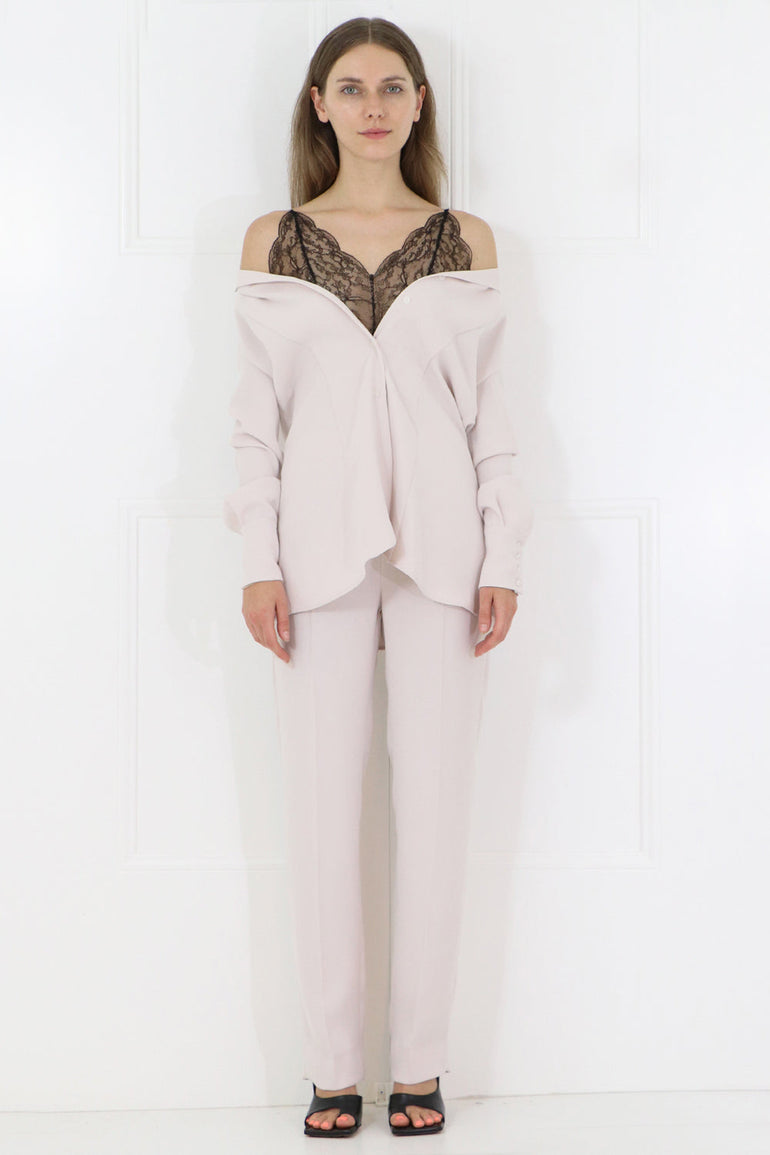 MAISON MARGIELA RTW LACE UNDERLAY BLOUSE L/S POWDER