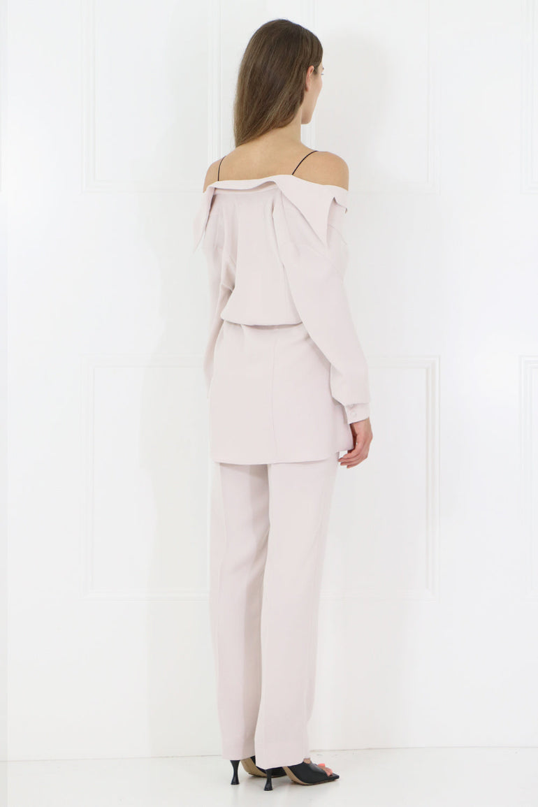 MAISON MARGIELA RTW LACE UNDERLAY BLOUSE L/S POWDER
