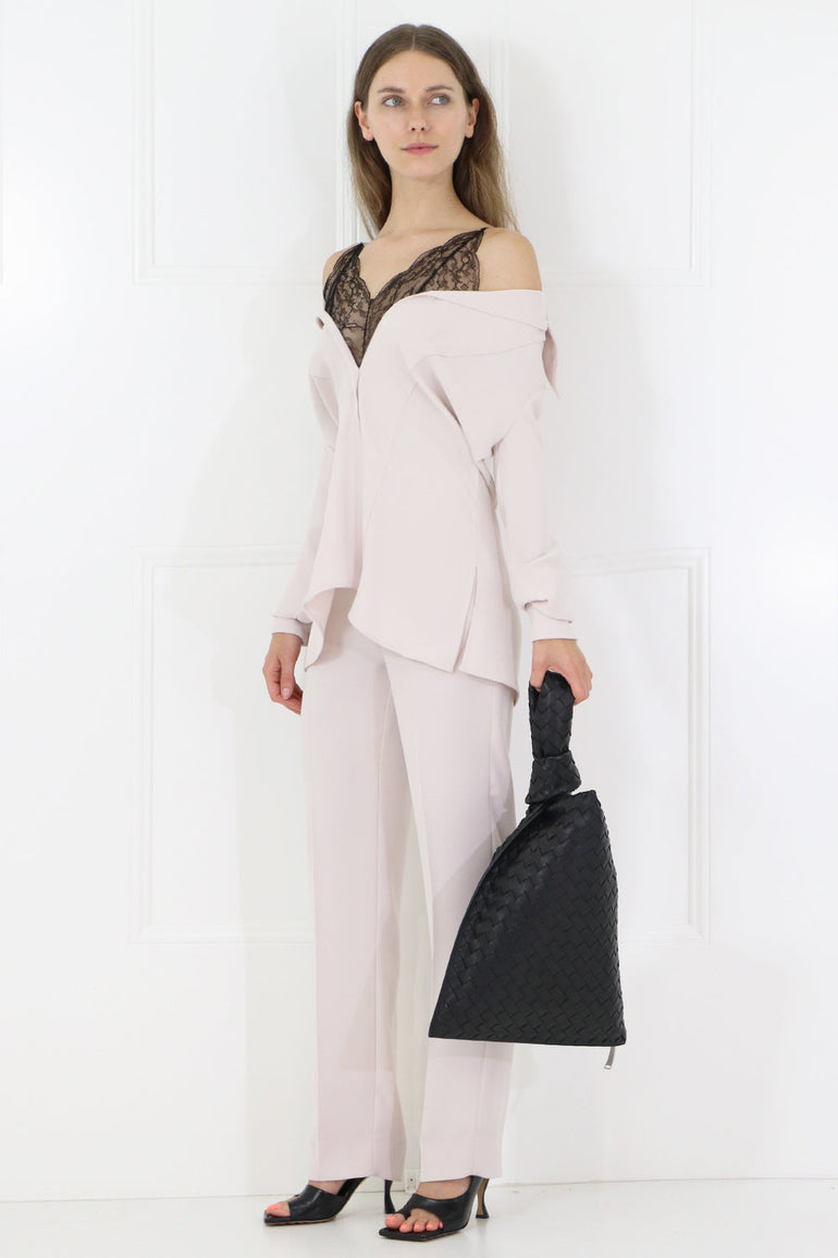 MAISON MARGIELA RTW LACE UNDERLAY BLOUSE L/S POWDER