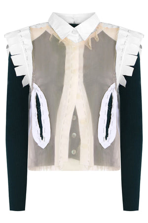 MAISON MARGIELA RTW LAYERED KNIT TOP S/S DARK GREEN