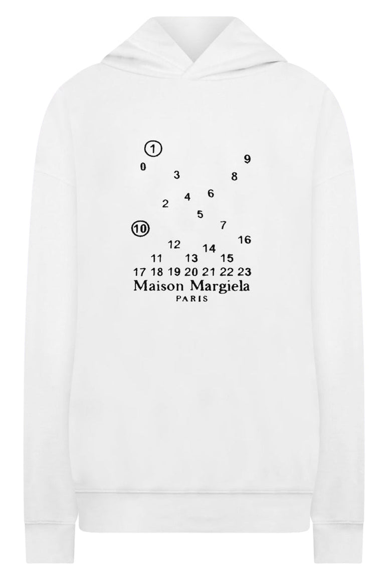 MAISON MARGIELA RTW LOGO PRINT HOODIE | WHITE