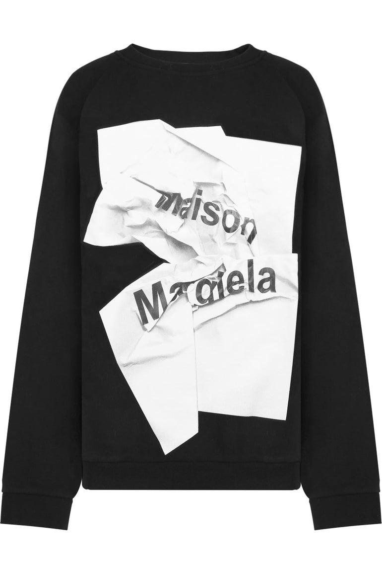 MAISON MARGIELA RTW PAPER LOGO SWEATER BLACK