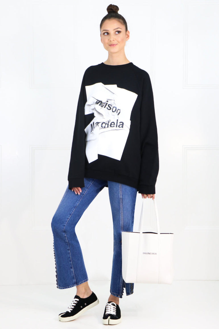 MAISON MARGIELA RTW PAPER LOGO SWEATER BLACK
