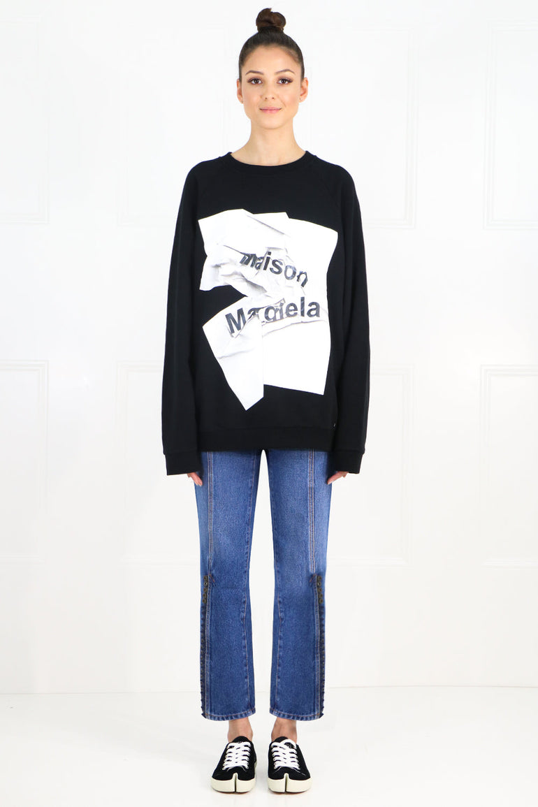 MAISON MARGIELA RTW PAPER LOGO SWEATER BLACK