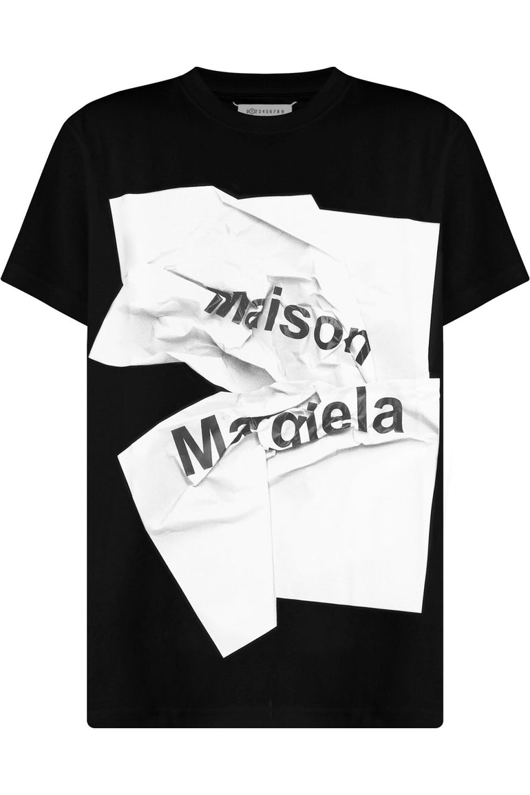 MAISON MARGIELA RTW PAPER LOGO T-SHIRT BLACK