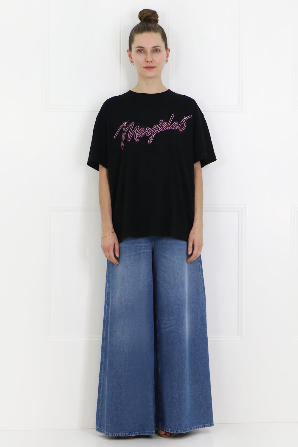 MAISON MARGIELA RTW PINK LOGO T-SHIRT S/S BLACK