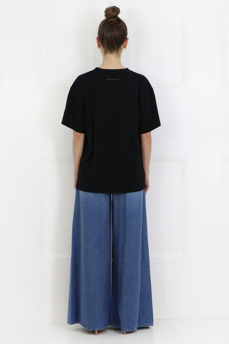MAISON MARGIELA RTW PINK LOGO T-SHIRT S/S BLACK