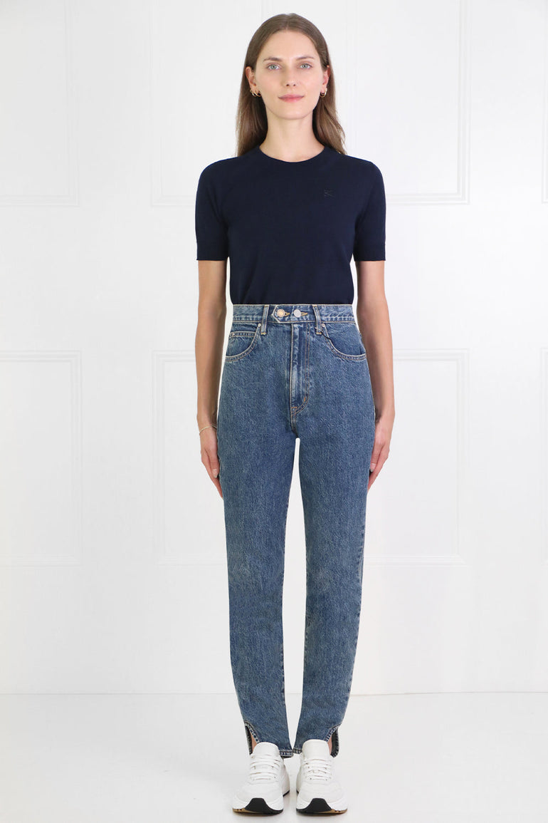 MAISON MARGIELA RTW ROUND NECK KNIT TOP S/S NAVY