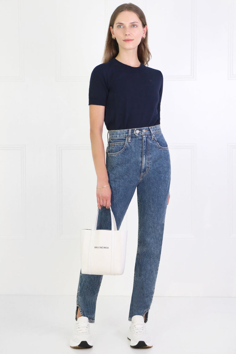 MAISON MARGIELA RTW ROUND NECK KNIT TOP S/S NAVY