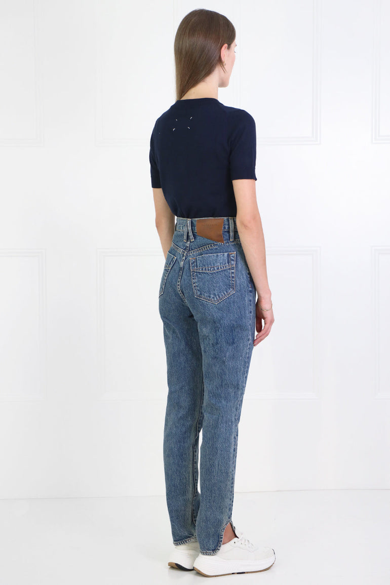 MAISON MARGIELA RTW ROUND NECK KNIT TOP S/S NAVY