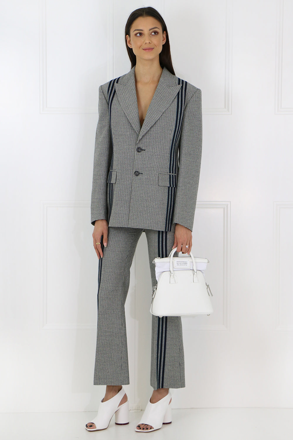 MAISON MARGIELA RTW TWEED BLAZER WITH PINSTRIPE BLACK/WHITE