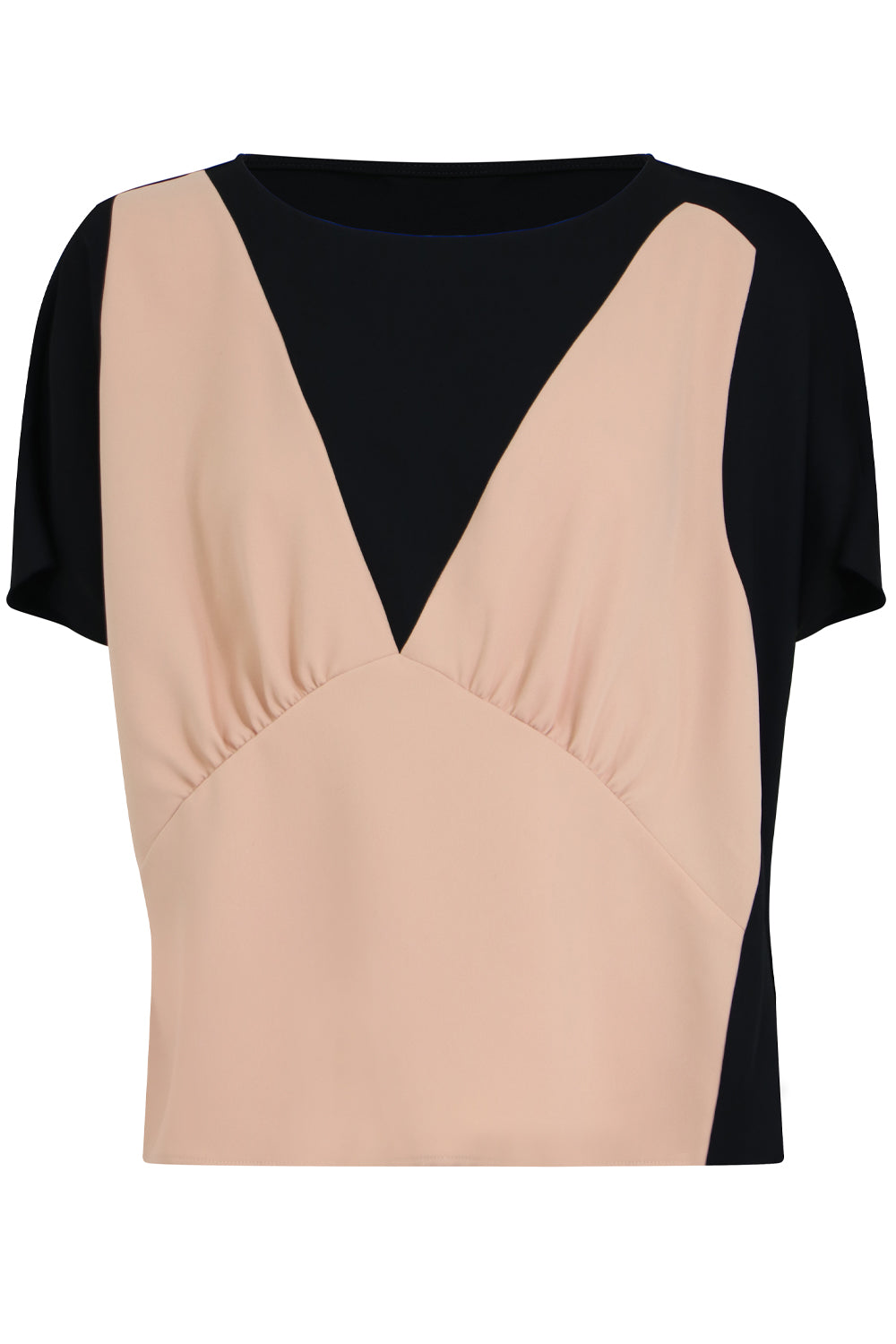 MAISON MARGIELA RTW TWO TONE BLOUSE S/S BLACK/NUDE
