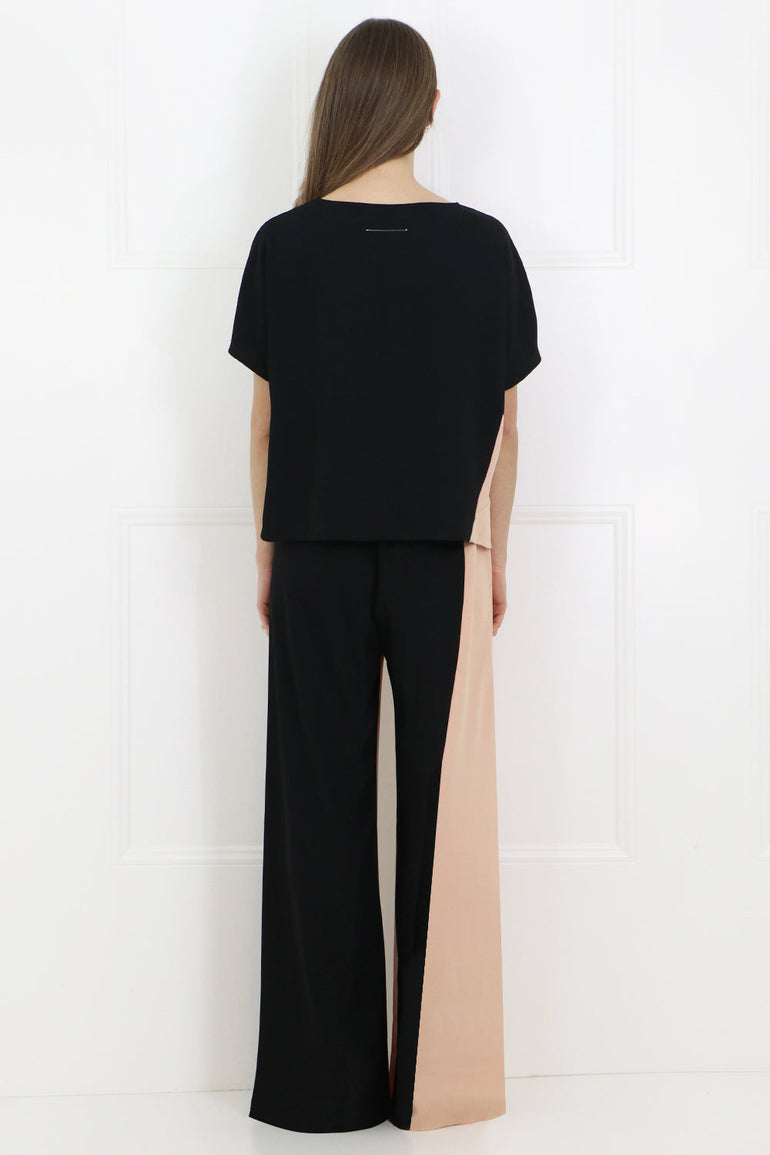 MAISON MARGIELA RTW TWO TONE BLOUSE S/S BLACK/NUDE