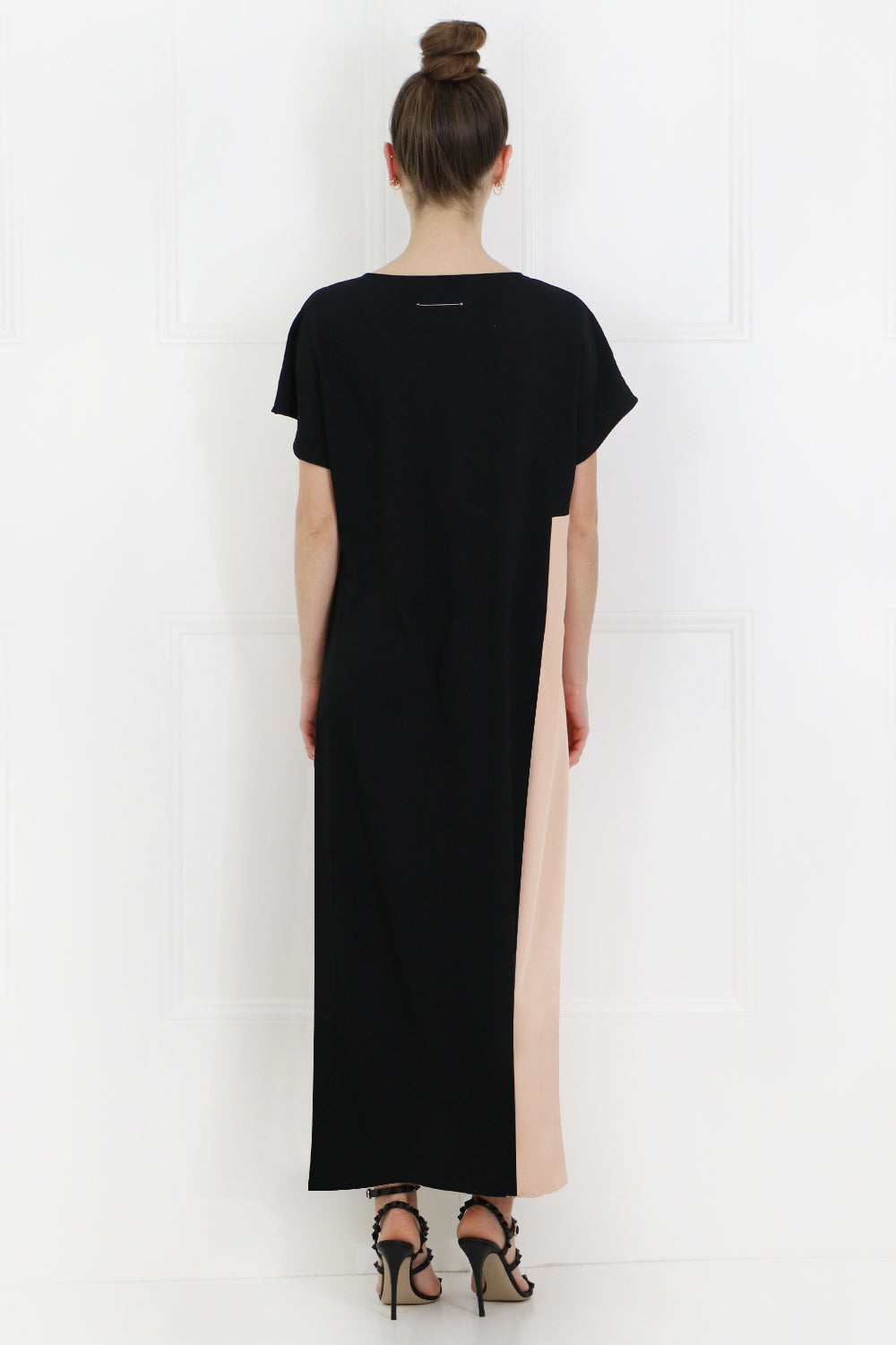MAISON MARGIELA RTW TWO TONE MIDI DRESS S/S BLACK/NUDE