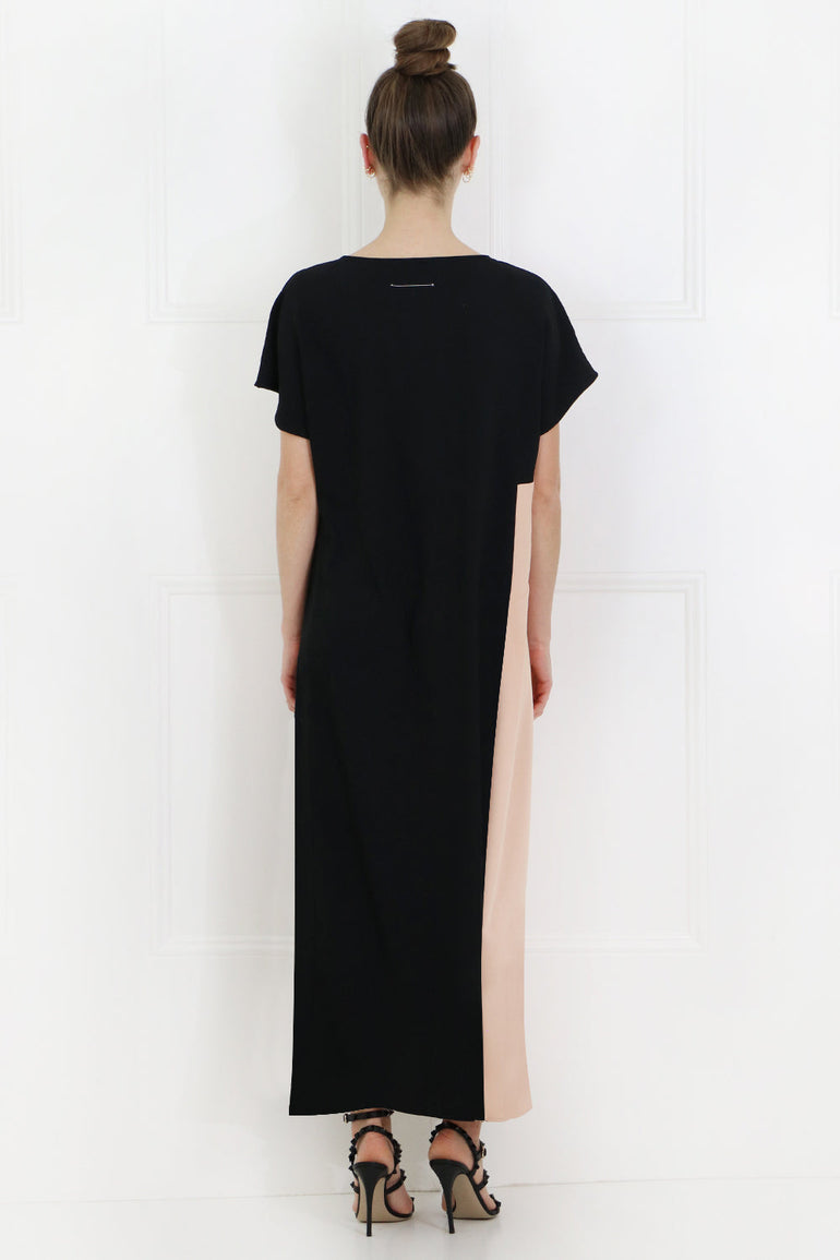 MAISON MARGIELA RTW TWO TONE MIDI DRESS S/S BLACK/NUDE