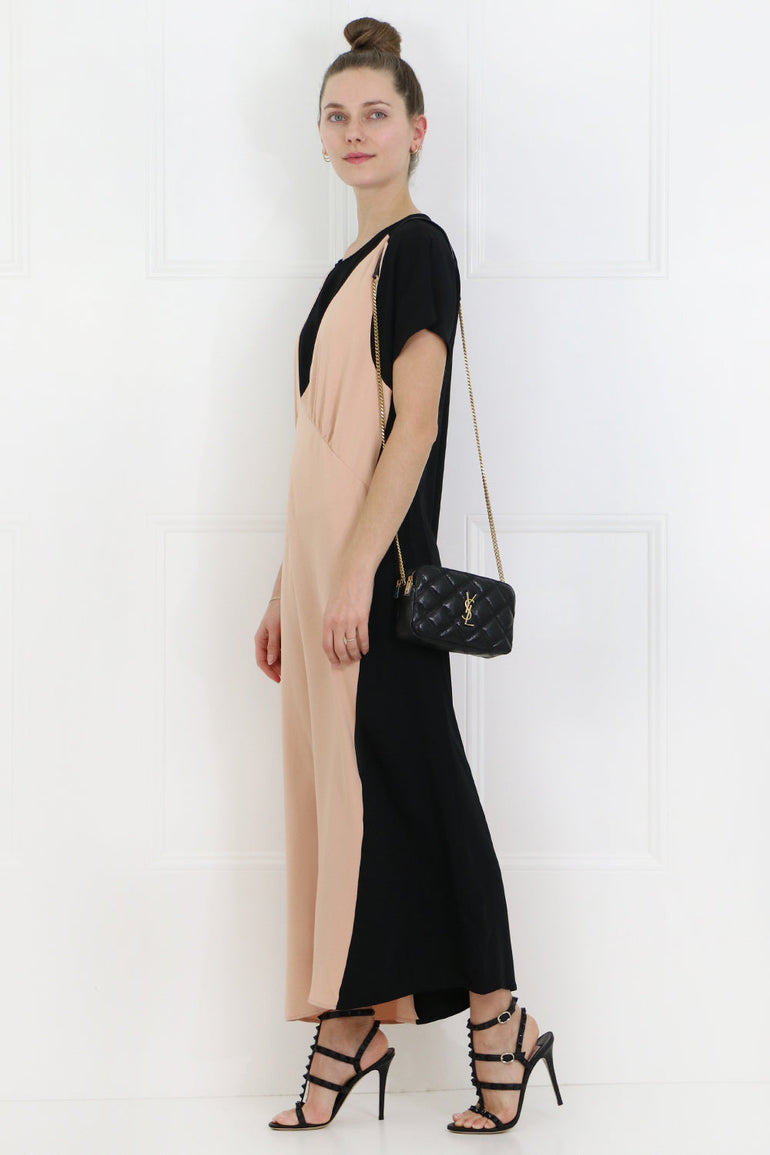 MAISON MARGIELA RTW TWO TONE MIDI DRESS S/S BLACK/NUDE