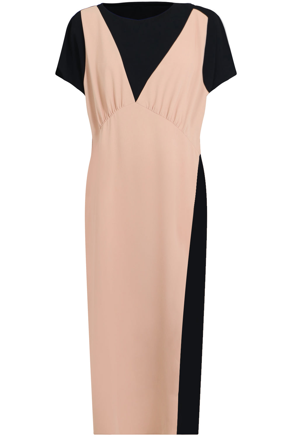 MAISON MARGIELA RTW TWO TONE MIDI DRESS S/S BLACK/NUDE