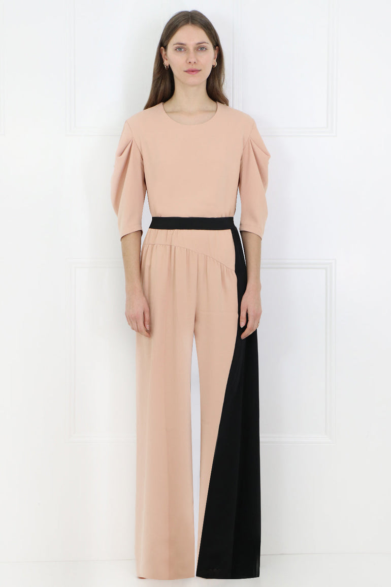 MAISON MARGIELA RTW TWO TONE WIDE LEG PANTS BLACK/NUDE