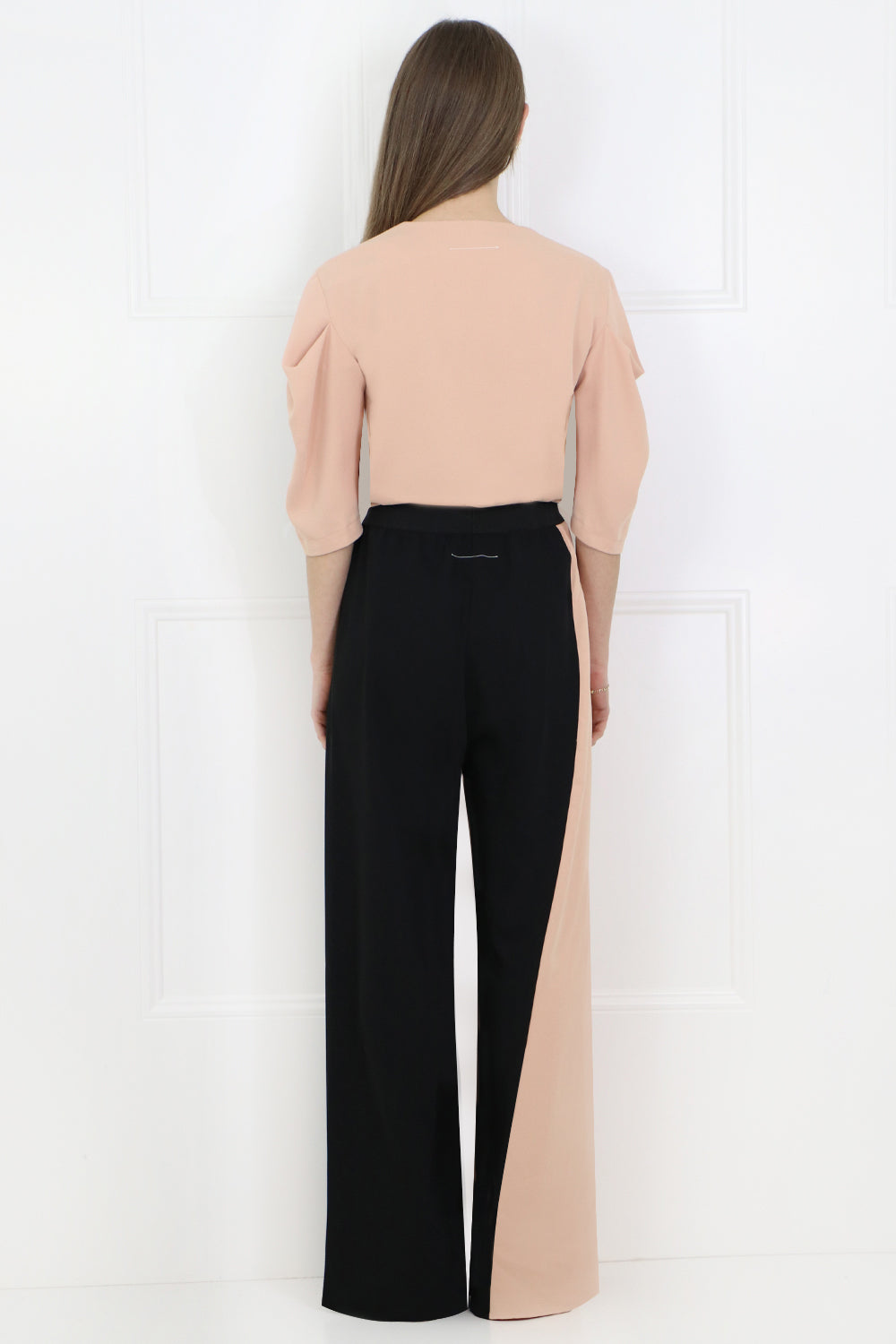 MAISON MARGIELA RTW TWO TONE WIDE LEG PANTS BLACK/NUDE