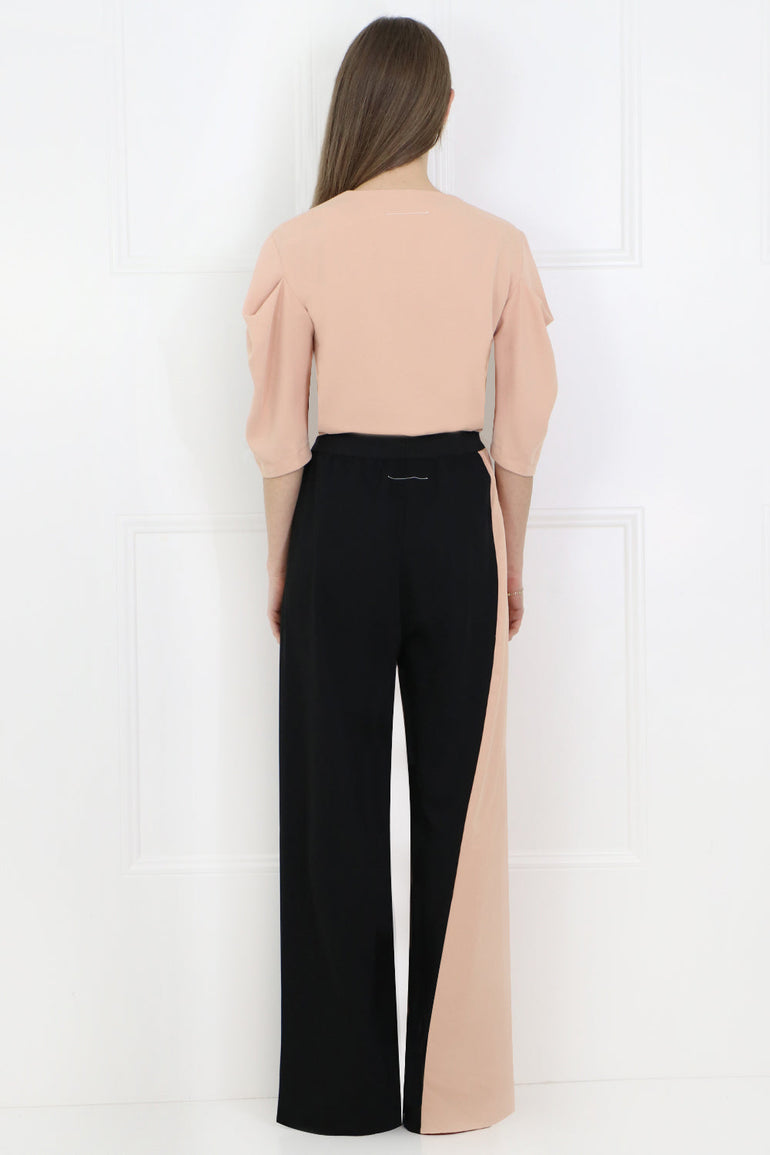 MAISON MARGIELA RTW TWO TONE WIDE LEG PANTS BLACK/NUDE