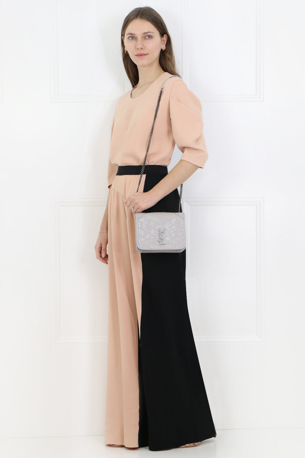MAISON MARGIELA RTW TWO TONE WIDE LEG PANTS BLACK/NUDE