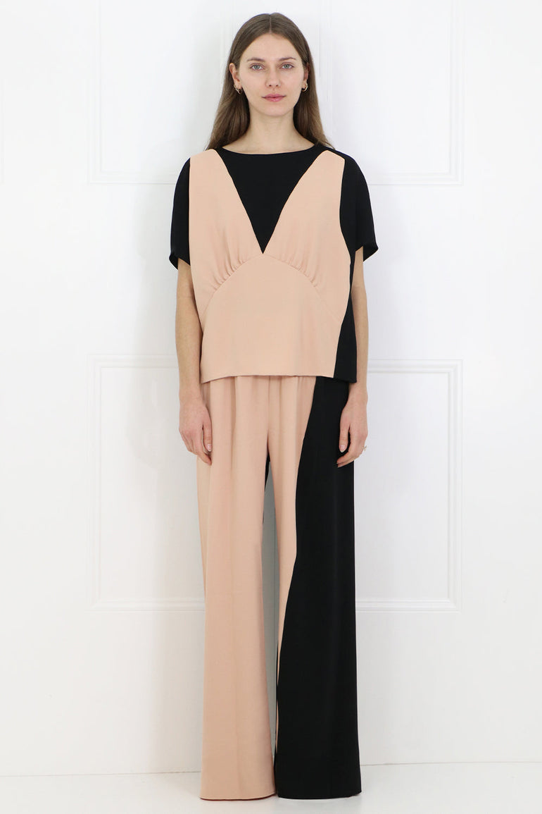 MAISON MARGIELA RTW TWO TONE WIDE LEG PANTS BLACK/NUDE