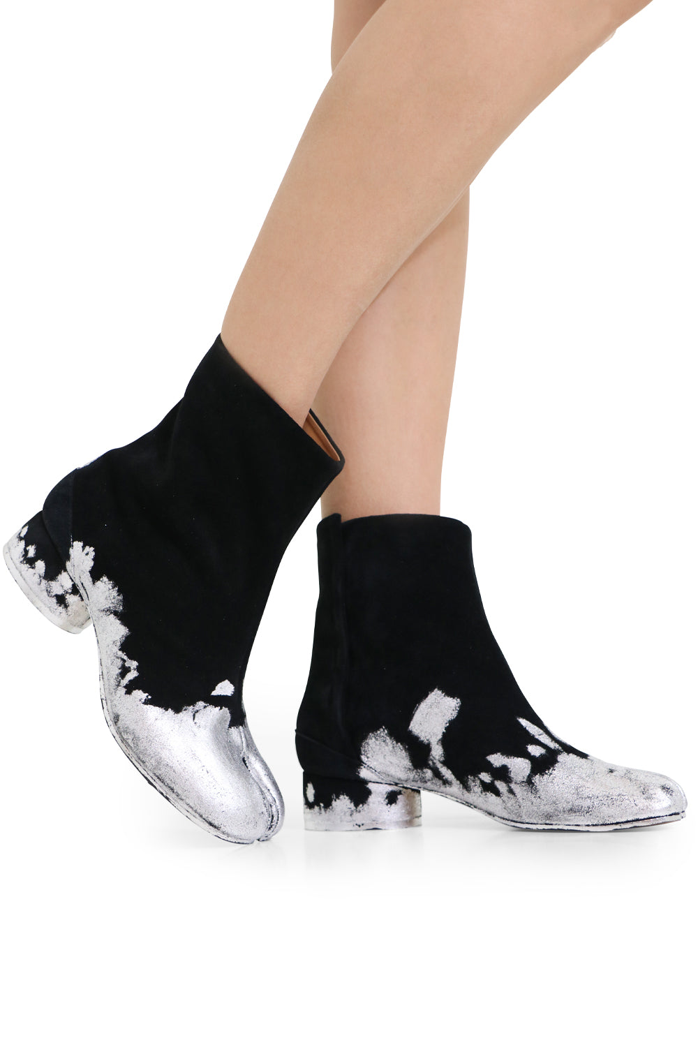 MAISON MARGIELA SHOES FOIL SPLATTER TABI BOOT SILVER