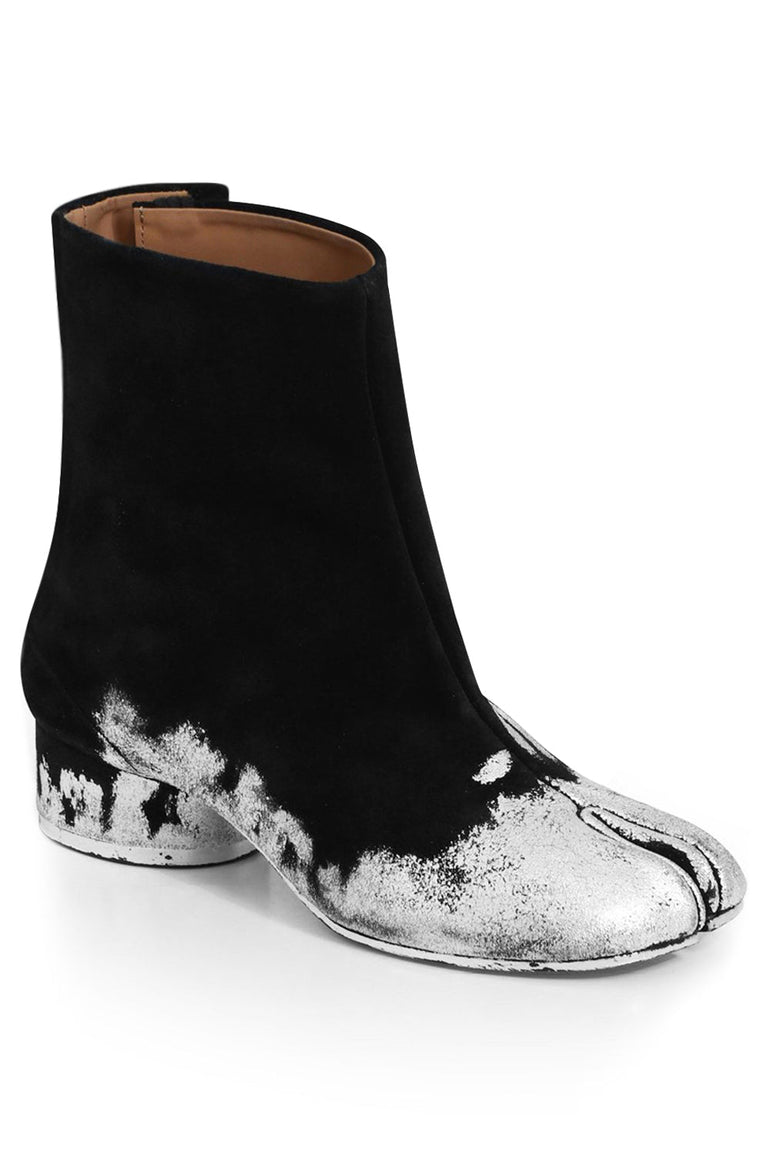 MAISON MARGIELA SHOES FOIL SPLATTER TABI BOOT SILVER