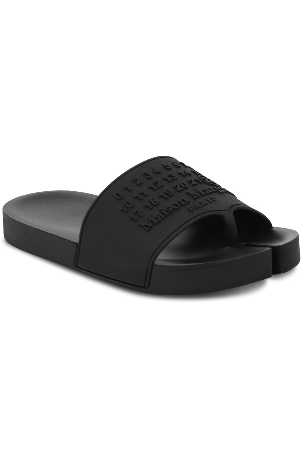 MAISON MARGIELA SHOES TABI LOGO RUBBER SLIDES BLACK