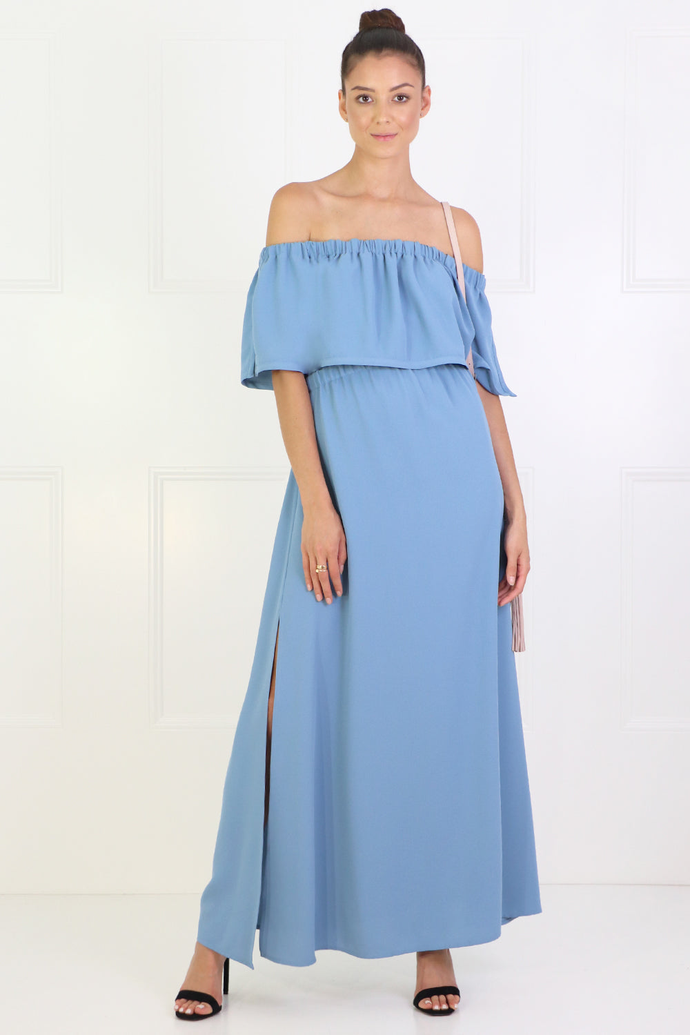 MAISON POI DRESSES FLUID OFF-SHOULDER DRESS LAKE